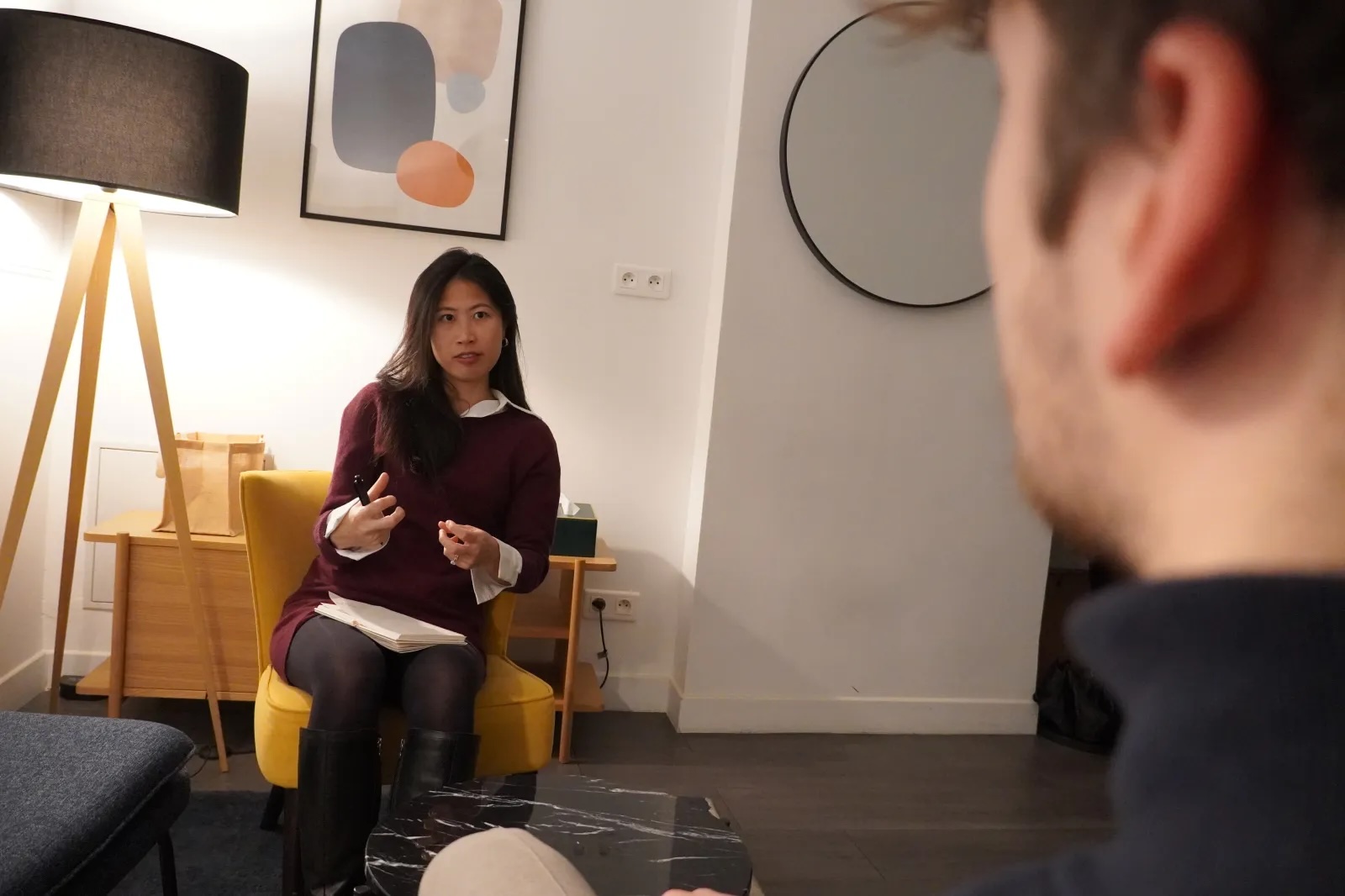Joyce during a hypnotherapy session